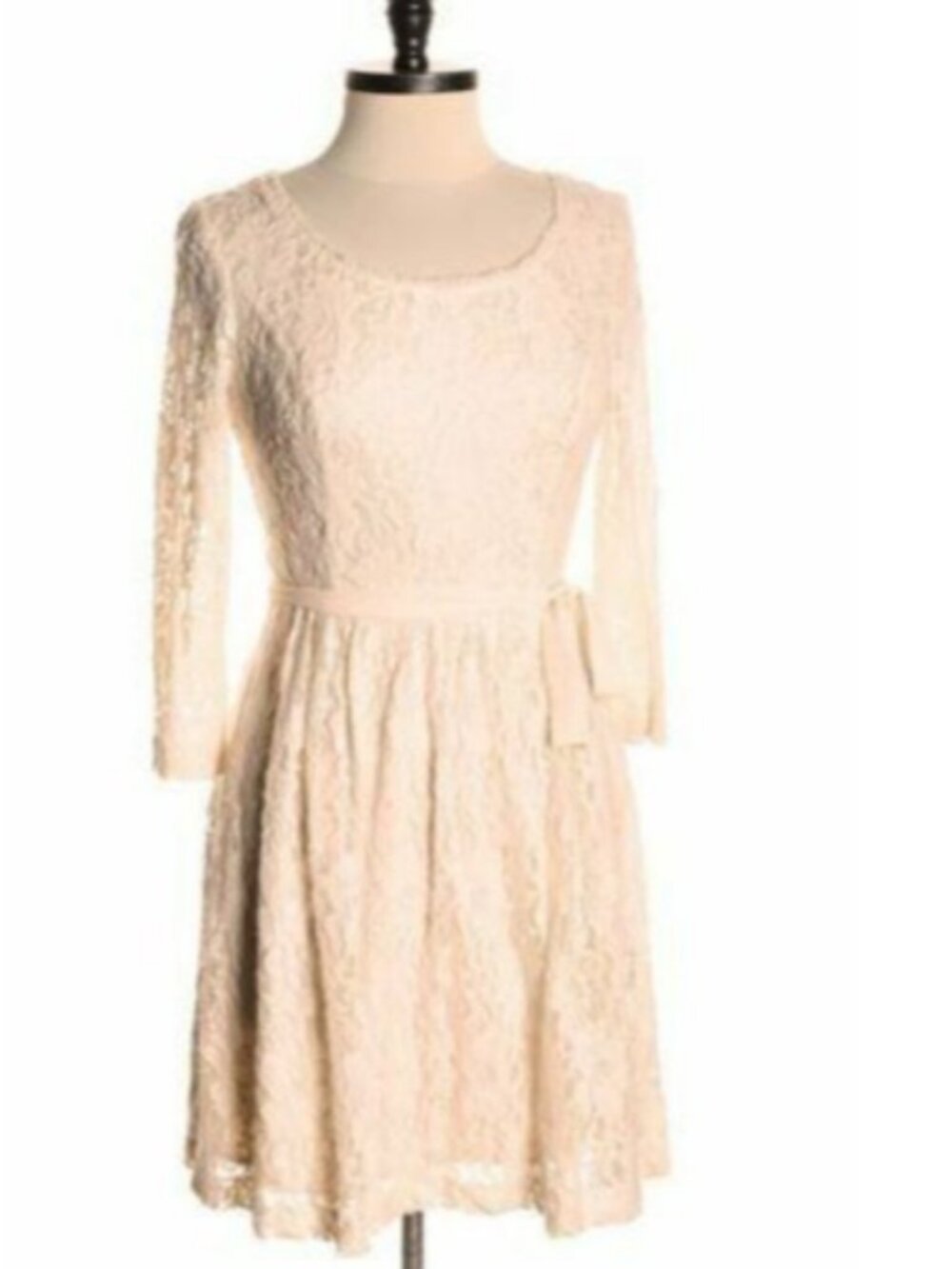 Kensie Ivory White Tie Floral Lace Mini Dress